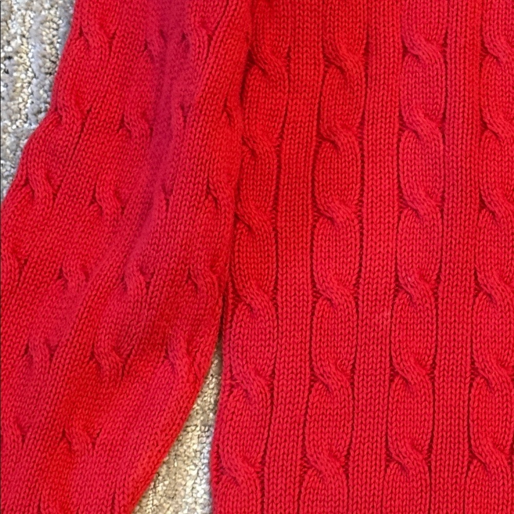 Polo Ralph Lauren Sport Red Cable-Knit Crewneck Sweater  Size M Cotton Vintage - Picture 5 of 9